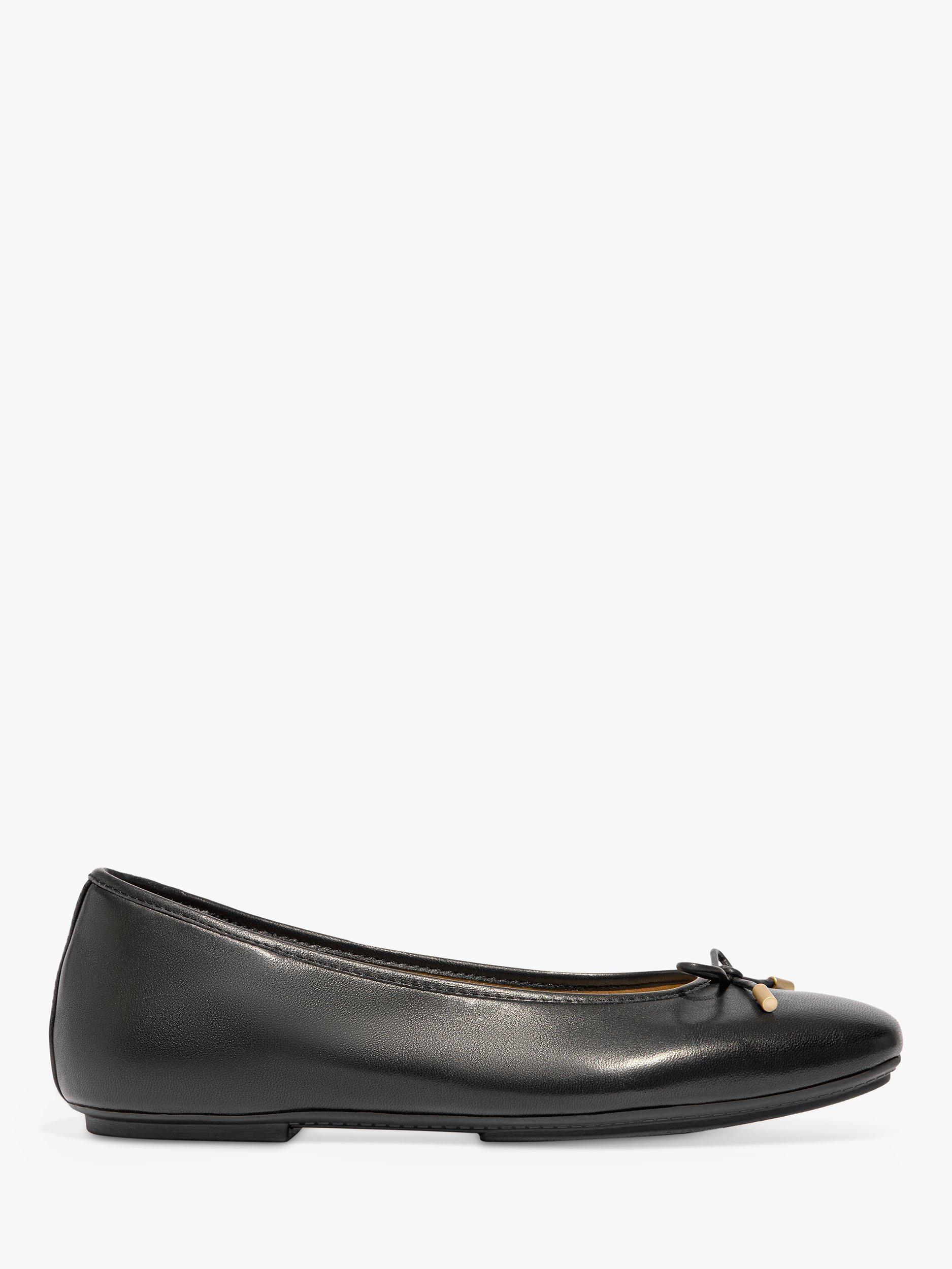 Product image 1 of 4, which shows FitFlop Delicato Leather Bow Ballerina Pumps, Black, 3