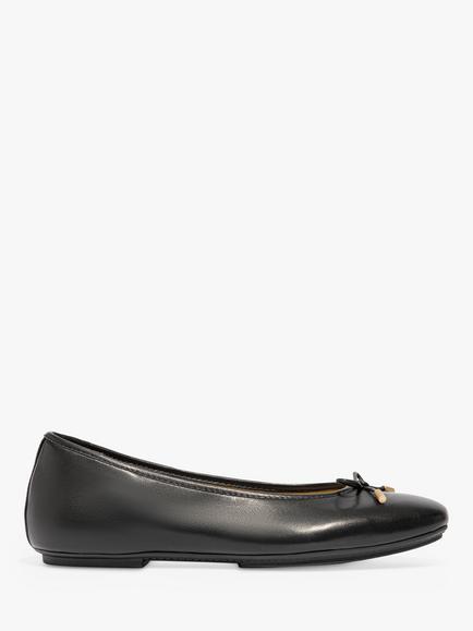 FitFlop Delicato Leather Bow Ballerina Pumps, Black