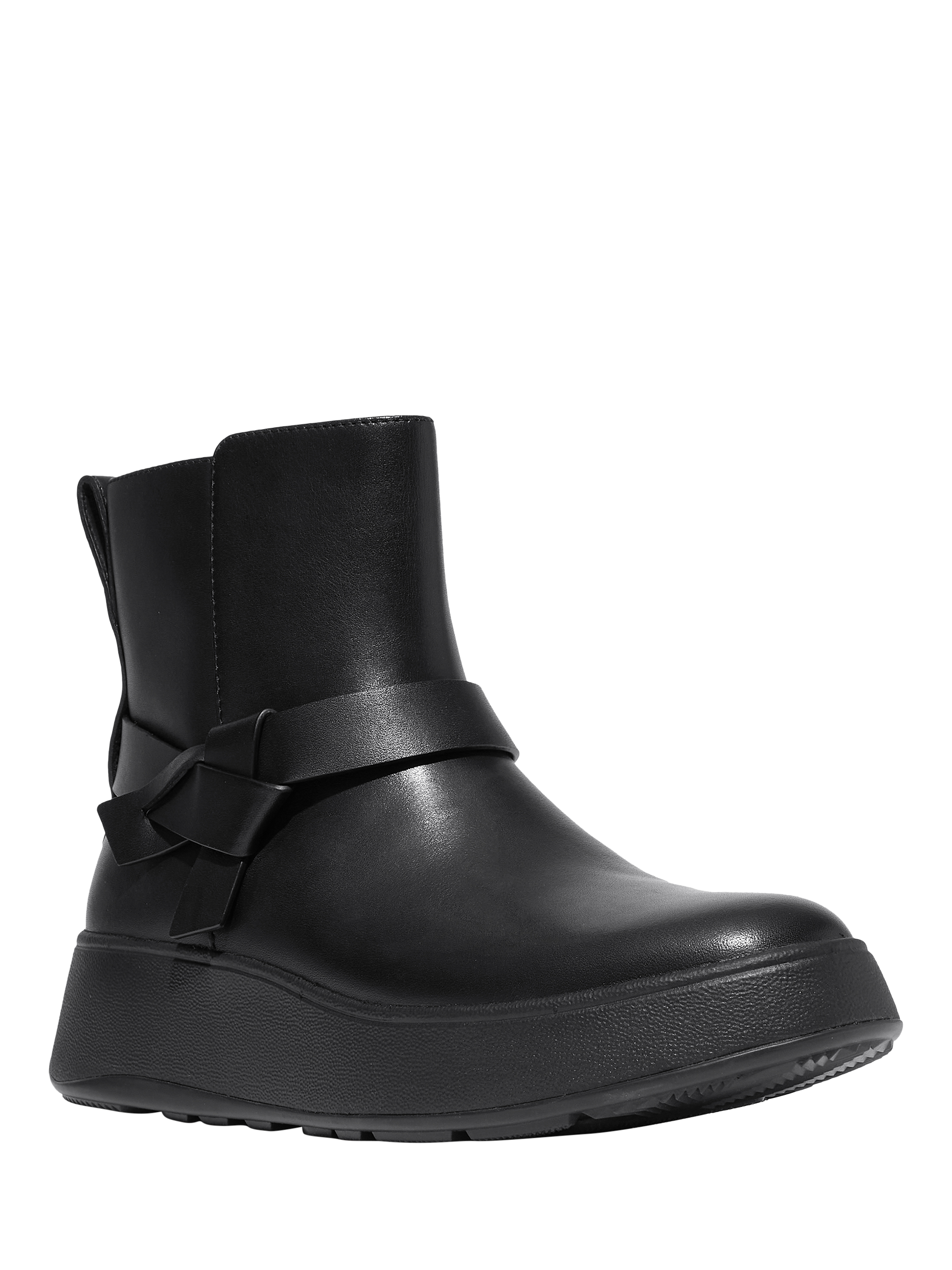 Product image 2 of 4, which shows FitFlop Leather Flatform Boots, Black, 4
