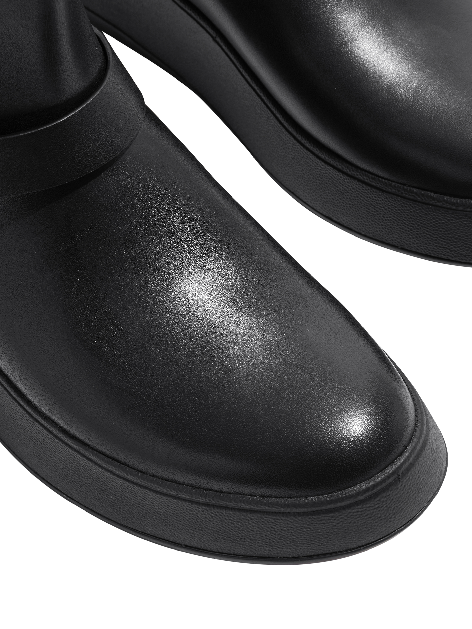 Product image 3 of 4, which shows FitFlop Leather Flatform Boots, Black, 4