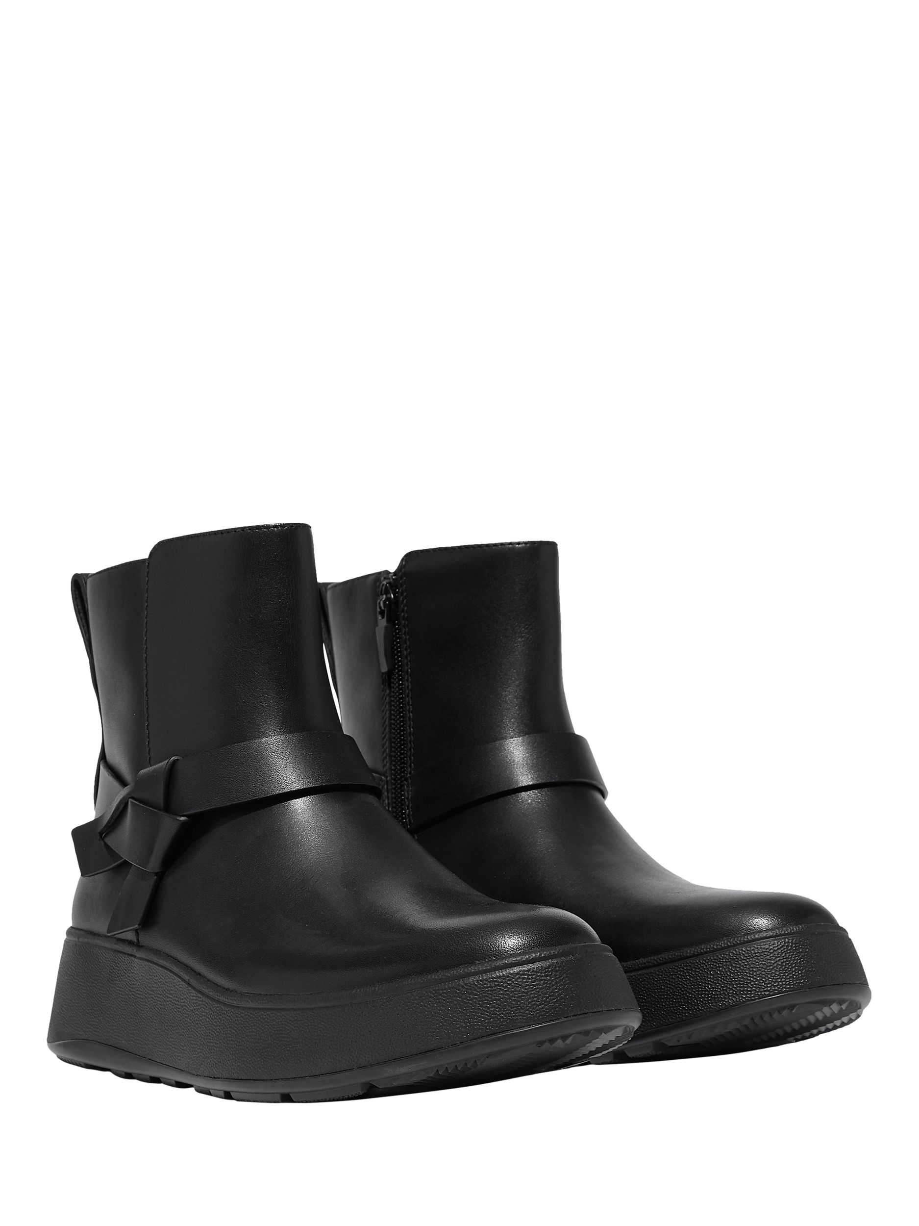 Product image 4 of 4, which shows FitFlop Leather Flatform Boots, Black, 4