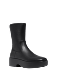 FitFlop F-Luma Stretch Leather Demi-Wedge Mid-Calf Boots, Black