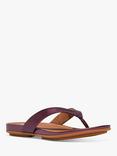 FitFlop Gracie Leather Flip Flops, Metallic Mauve Wine