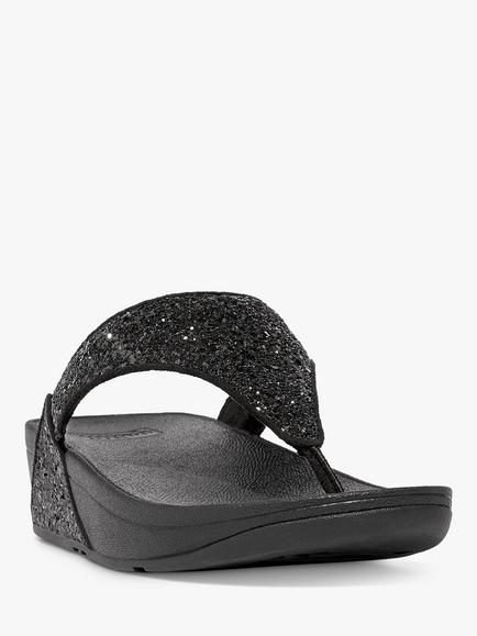 FitFlop Lulu Glitter Flip Flops - view 2, Black