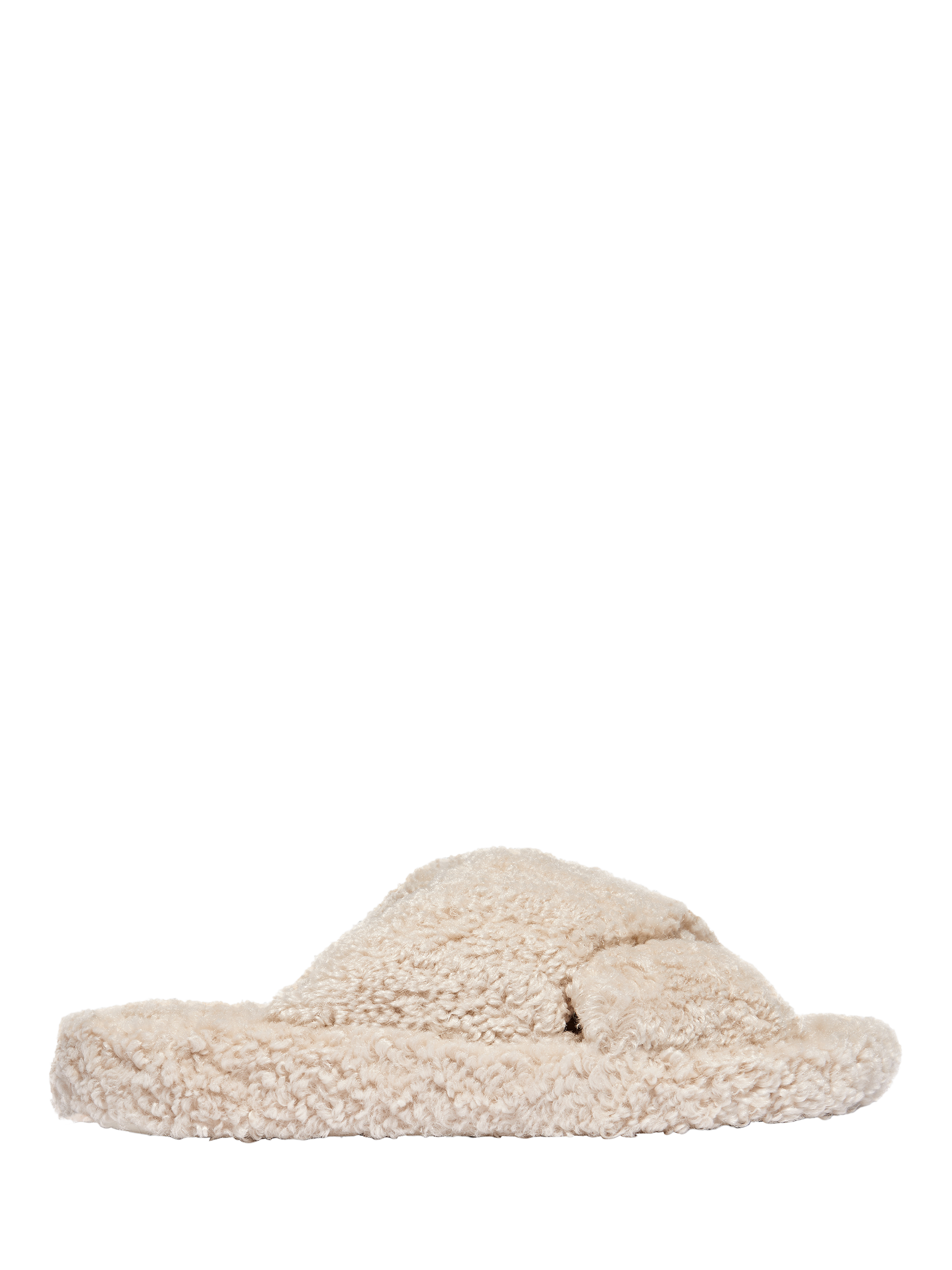 FitFlop iQushion Deluxe Padded Teddy Cross Sliders, Cream