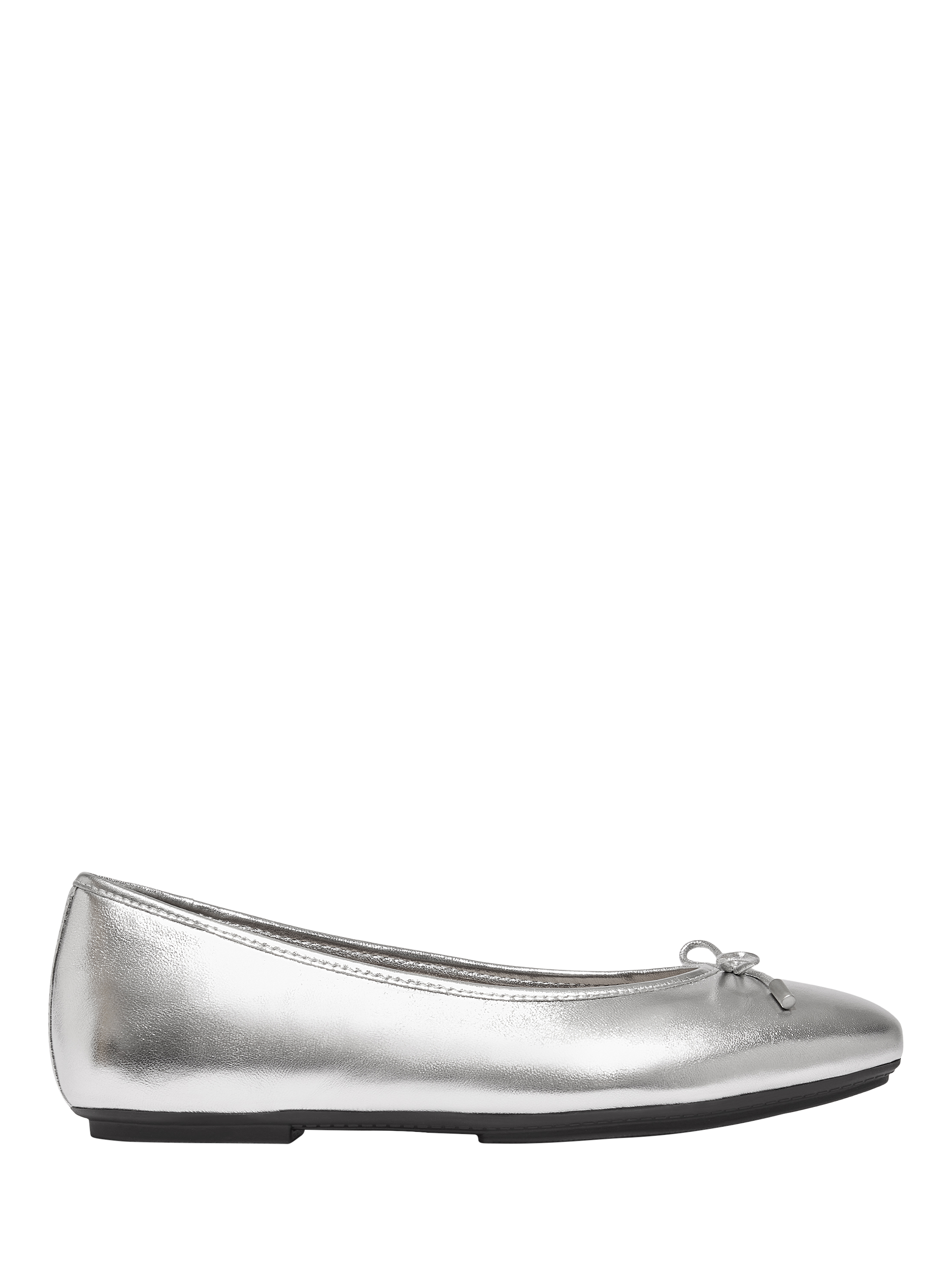 Product image 1 of 4, which shows FitFlop Delicato Leather Bow Ballerina Pumps, Silver, 3