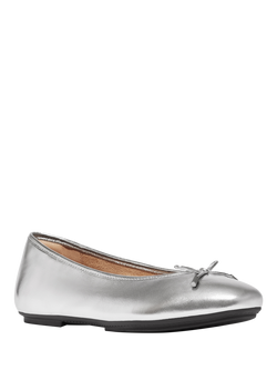 FitFlop Delicato Leather Bow Ballerina Pumps - view 2, Silver