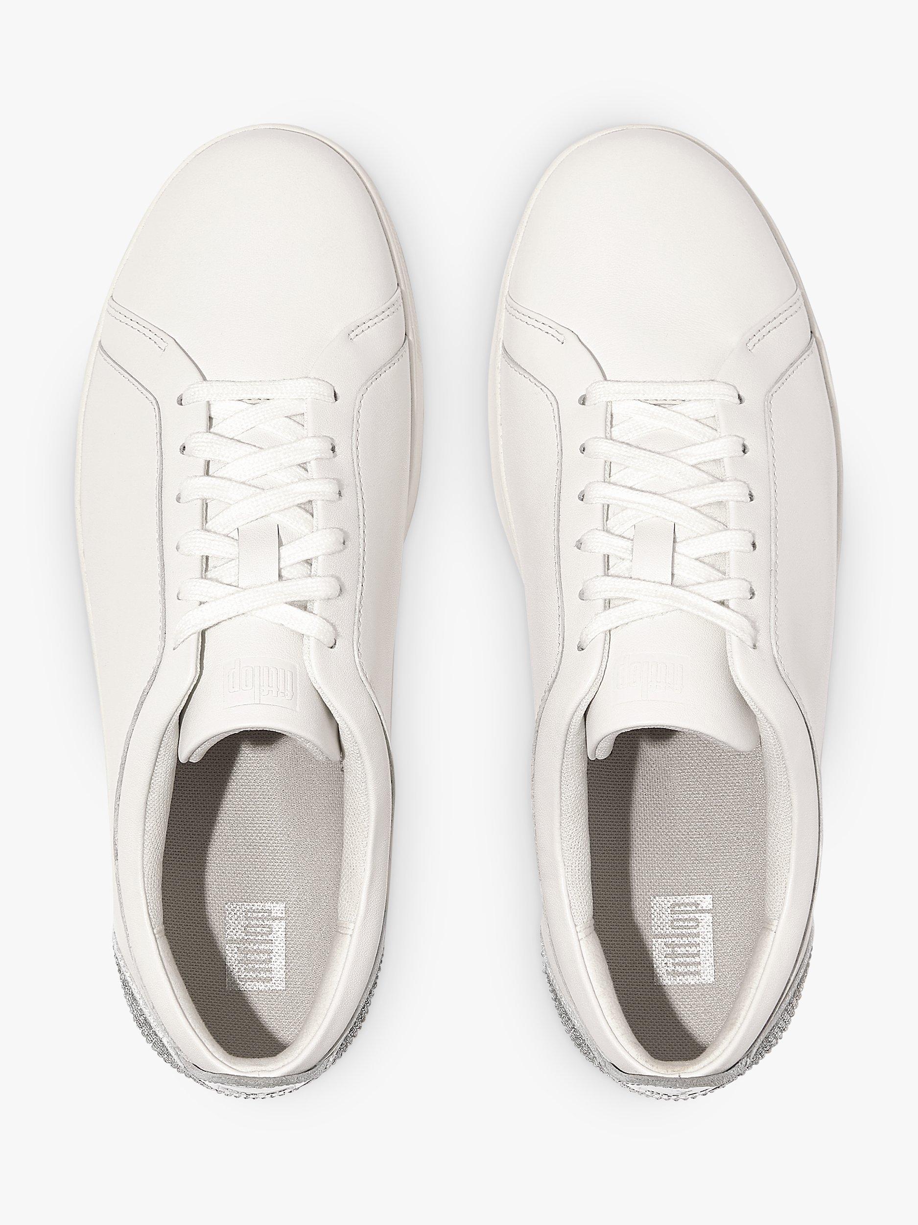 Product image 4 of 4, which shows FitFlop Rally Leather Crystal Detail Trainers, Urban White/Silver, 3