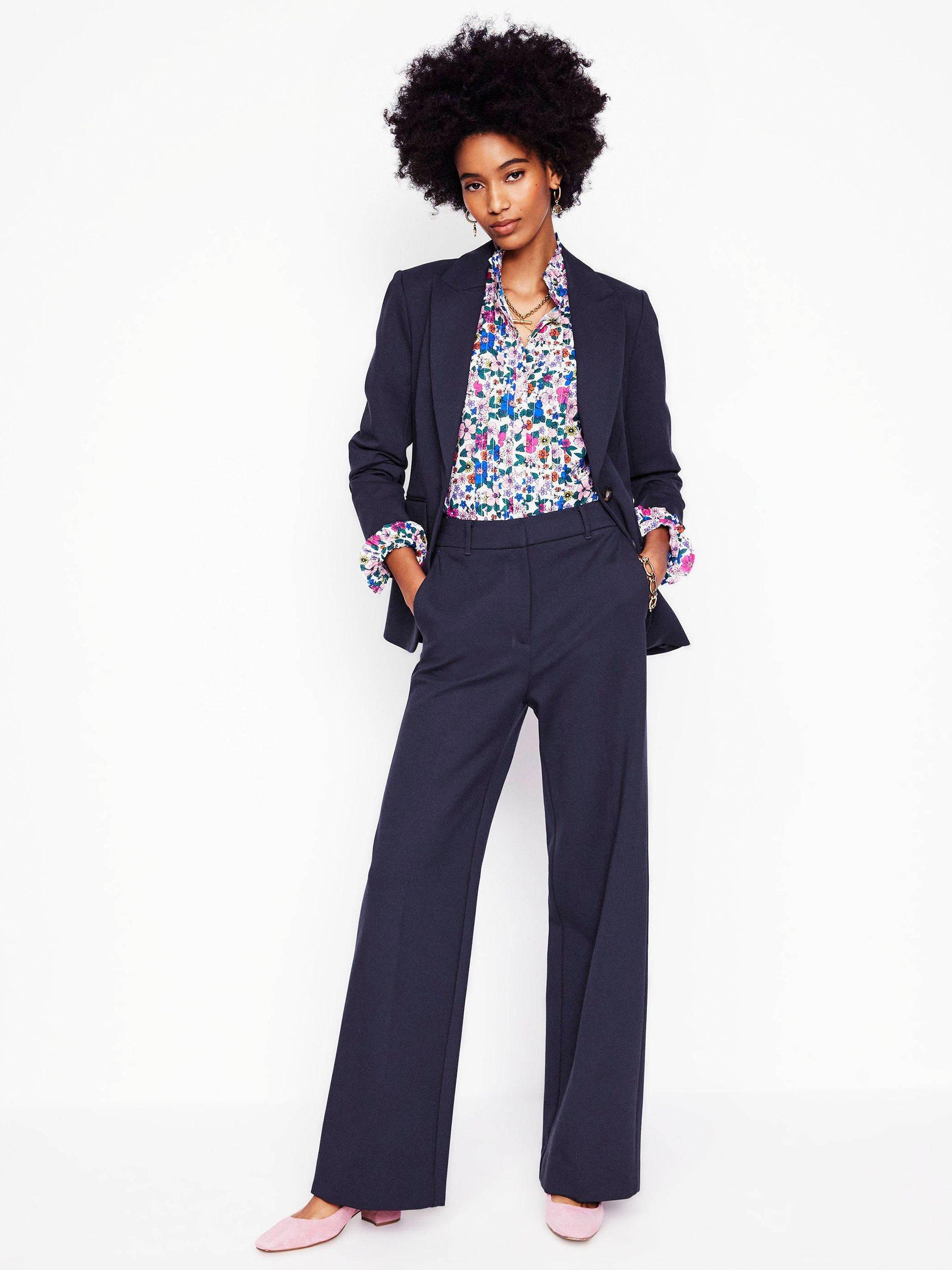 Product image 1 of 5, which shows Boden Westbourne Ponte Trousers, Navy, 16
