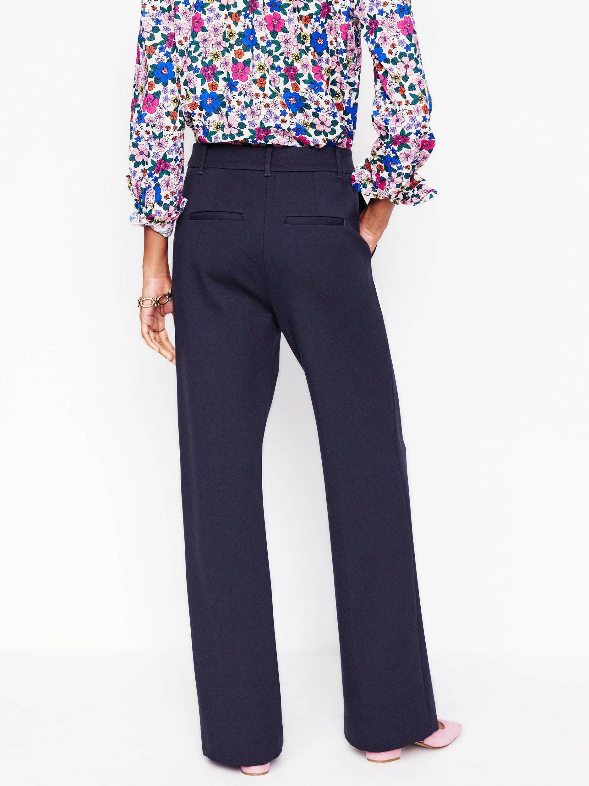 Product image 2 of 5, which shows Boden Westbourne Ponte Trousers, Navy, 16