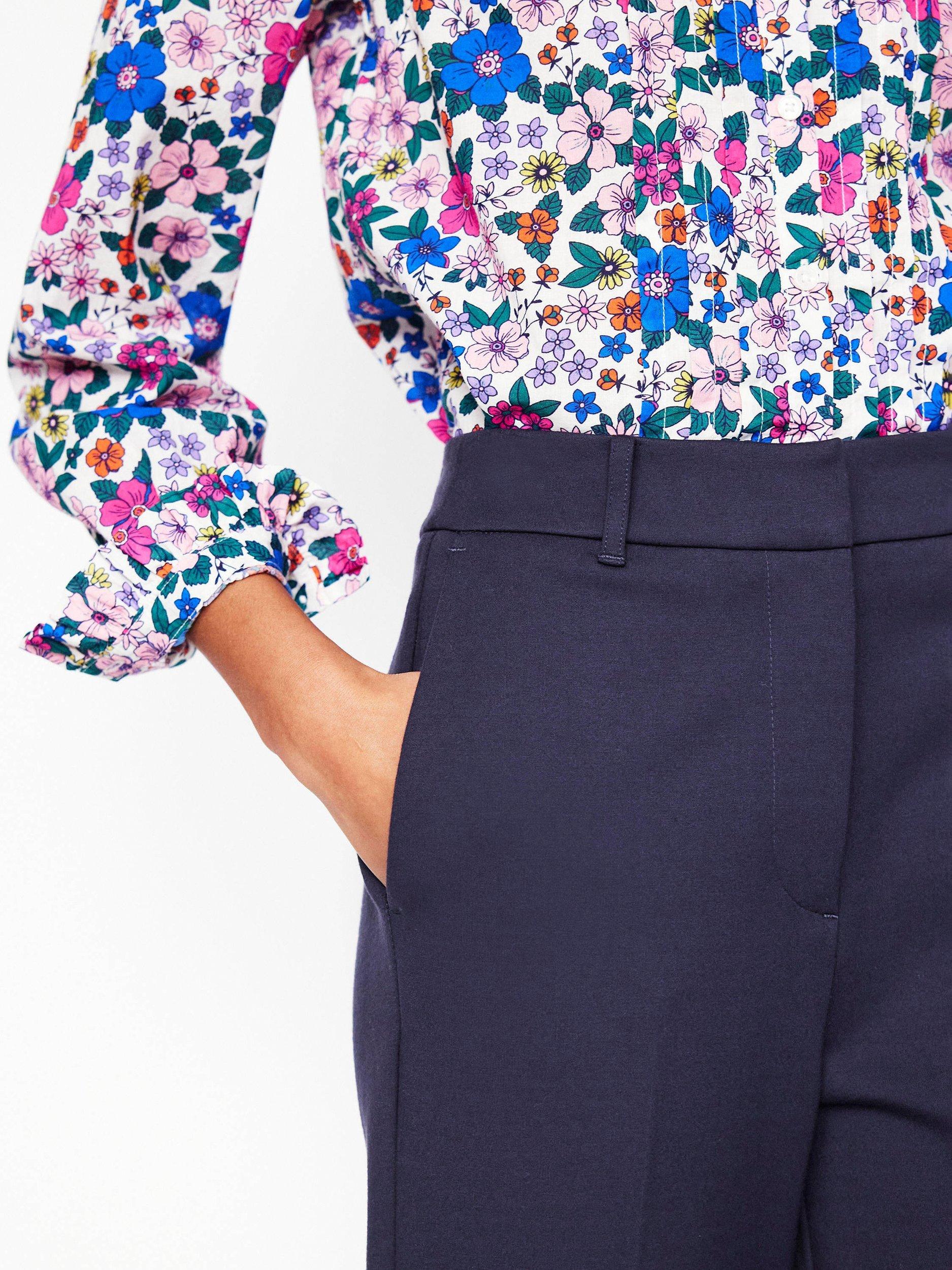 Product image 4 of 5, which shows Boden Westbourne Ponte Trousers, Navy, 16