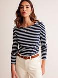 Boden Ella Breton Stripe Long Sleeve Top, Navy/Ivory