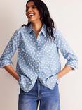 Boden Sienna Polka Dot Shirt, Blue/White