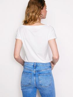 Boden Boat Neck T-Shirt, White - view 2, White