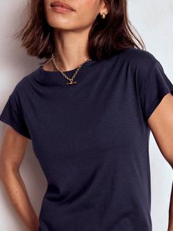 Boden Boat Neck T-Shirt, Navy - view 2, Navy