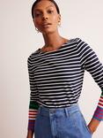 Boden Ella Breton Stripe Top, Navy/Multi