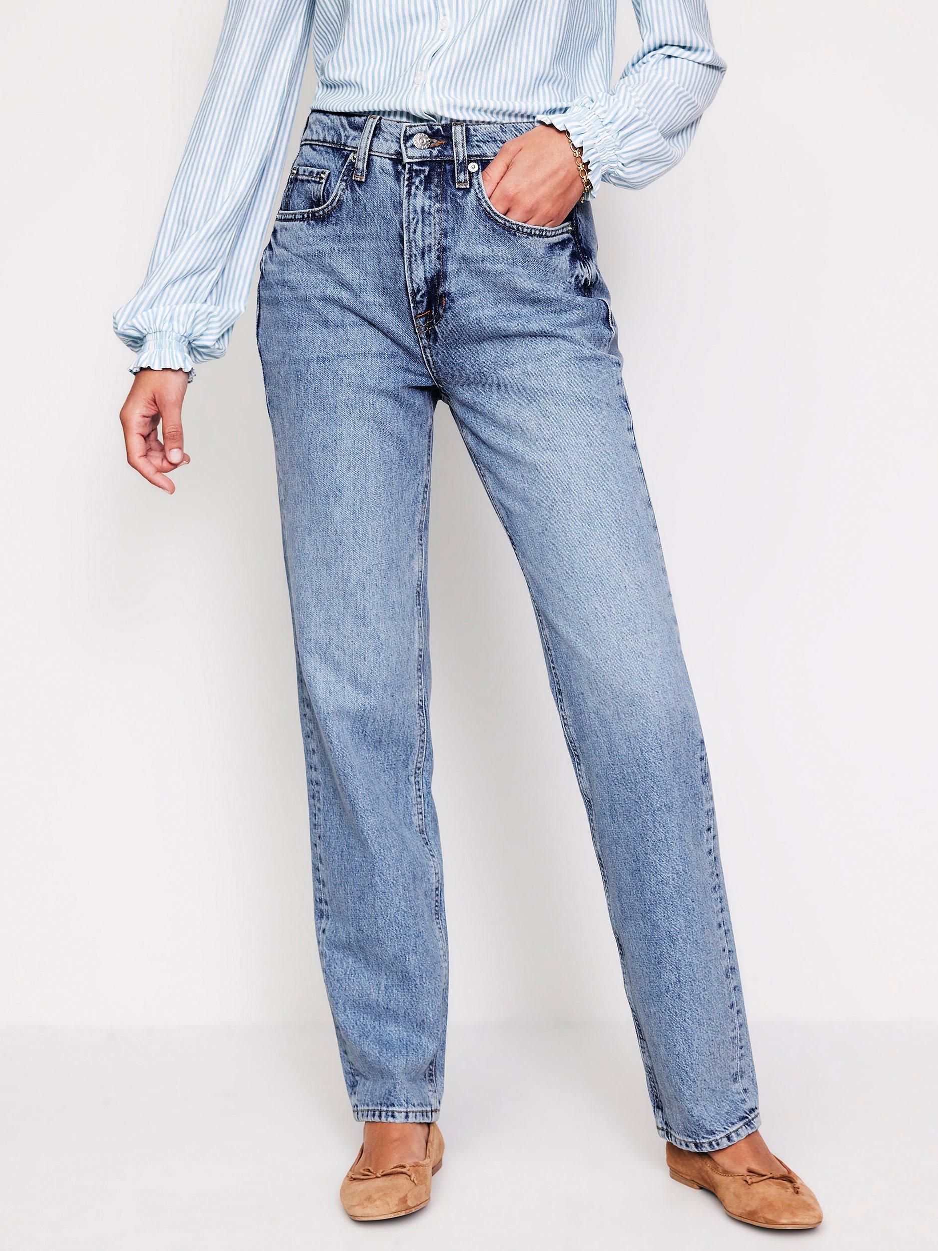 Product image 1 of 7, which shows Boden High Rise Straight Leg Jeans, Light Wash, 30R