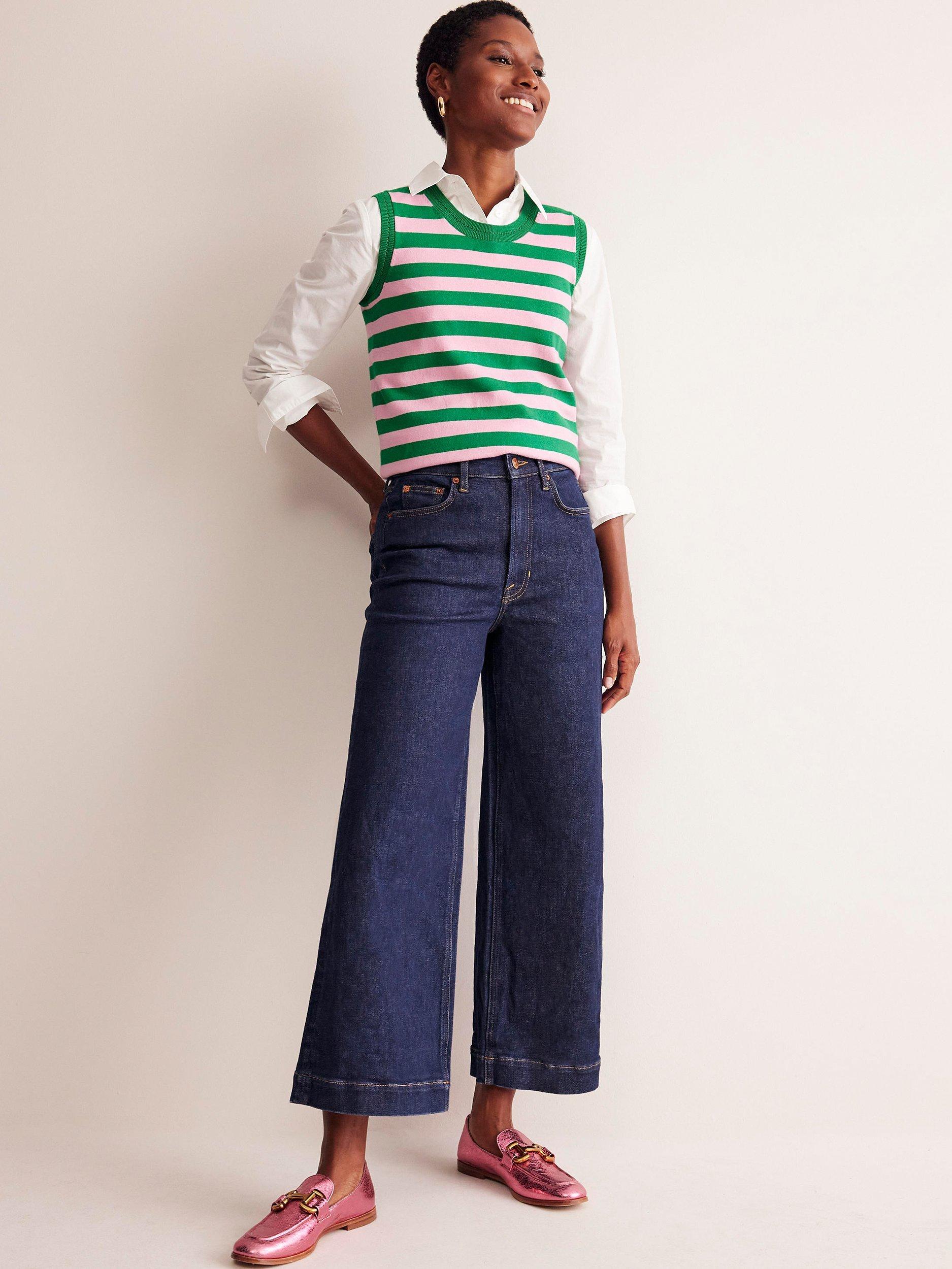 Product image 1 of 6, which shows Boden Mid Rise Flared Jeans, Indigo Rinse, 27R