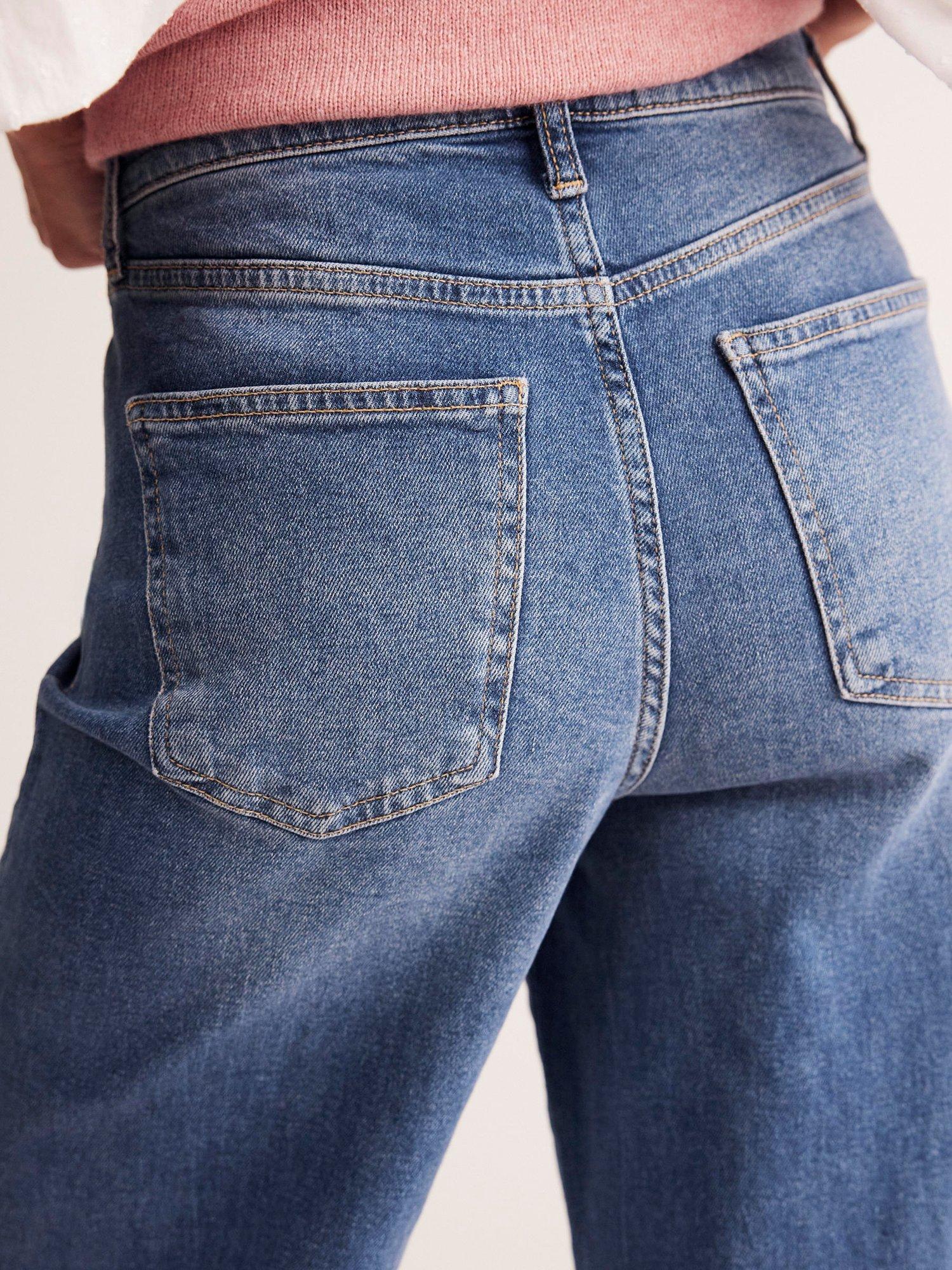 Product image 2 of 6, which shows Boden High Rise Wide Leg Jeans, Mid Wash, 27R