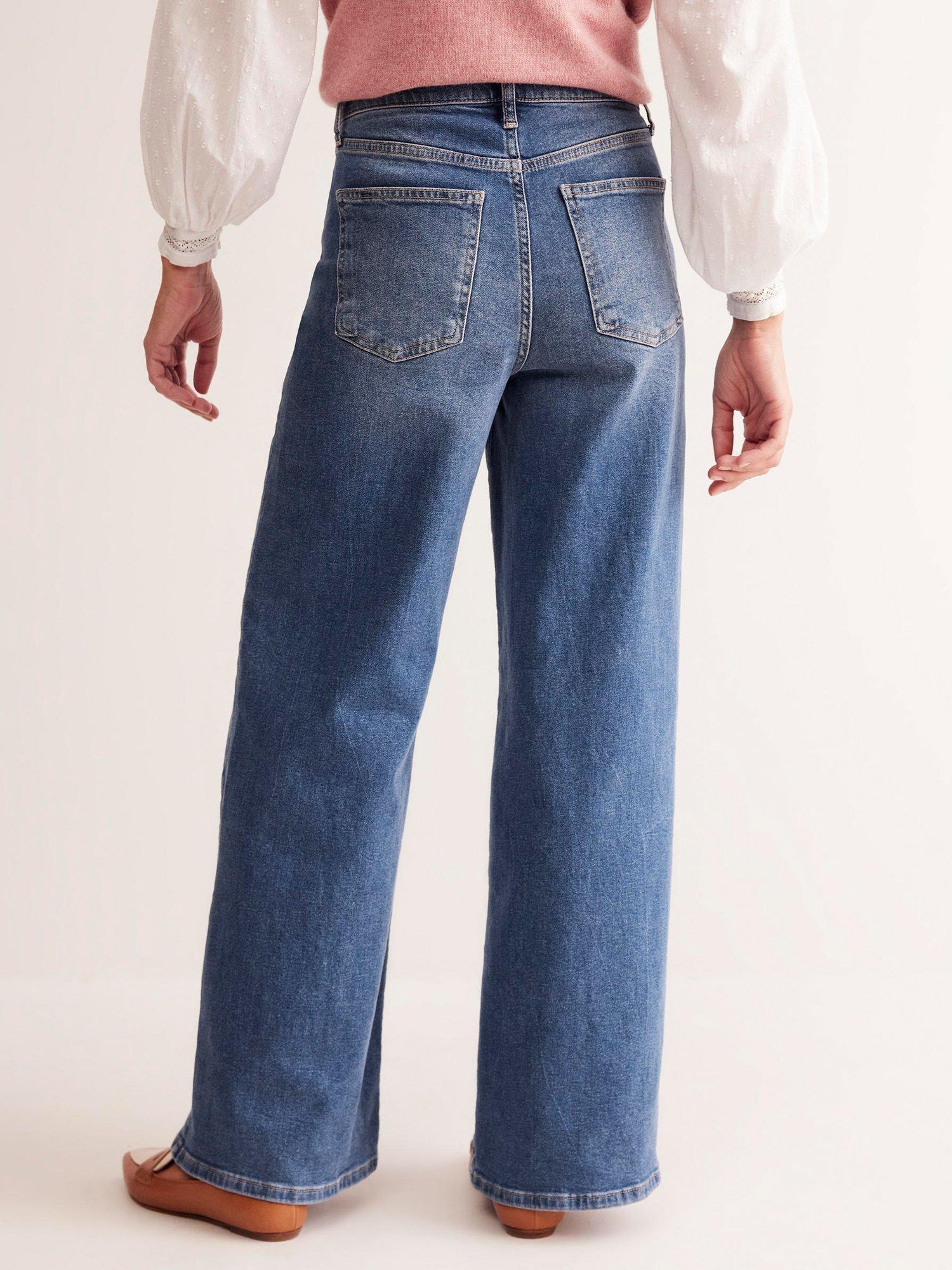 Product image 3 of 6, which shows Boden High Rise Wide Leg Jeans, Mid Wash, 27R