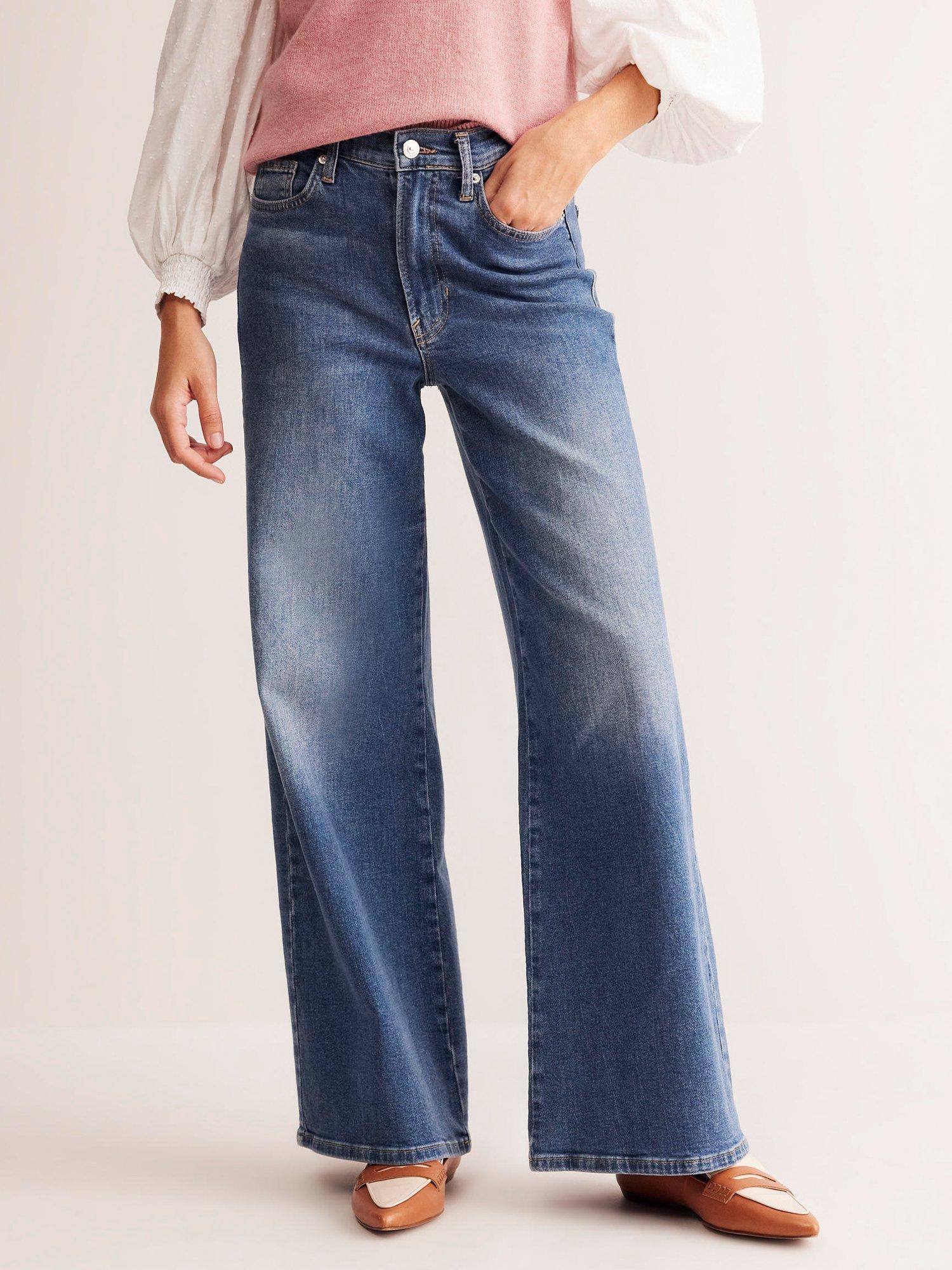 Product image 4 of 6, which shows Boden High Rise Wide Leg Jeans, Mid Wash, 27R