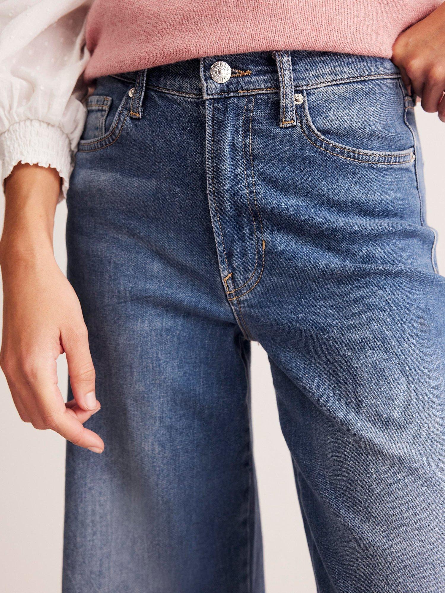 Product image 5 of 6, which shows Boden High Rise Wide Leg Jeans, Mid Wash, 27R