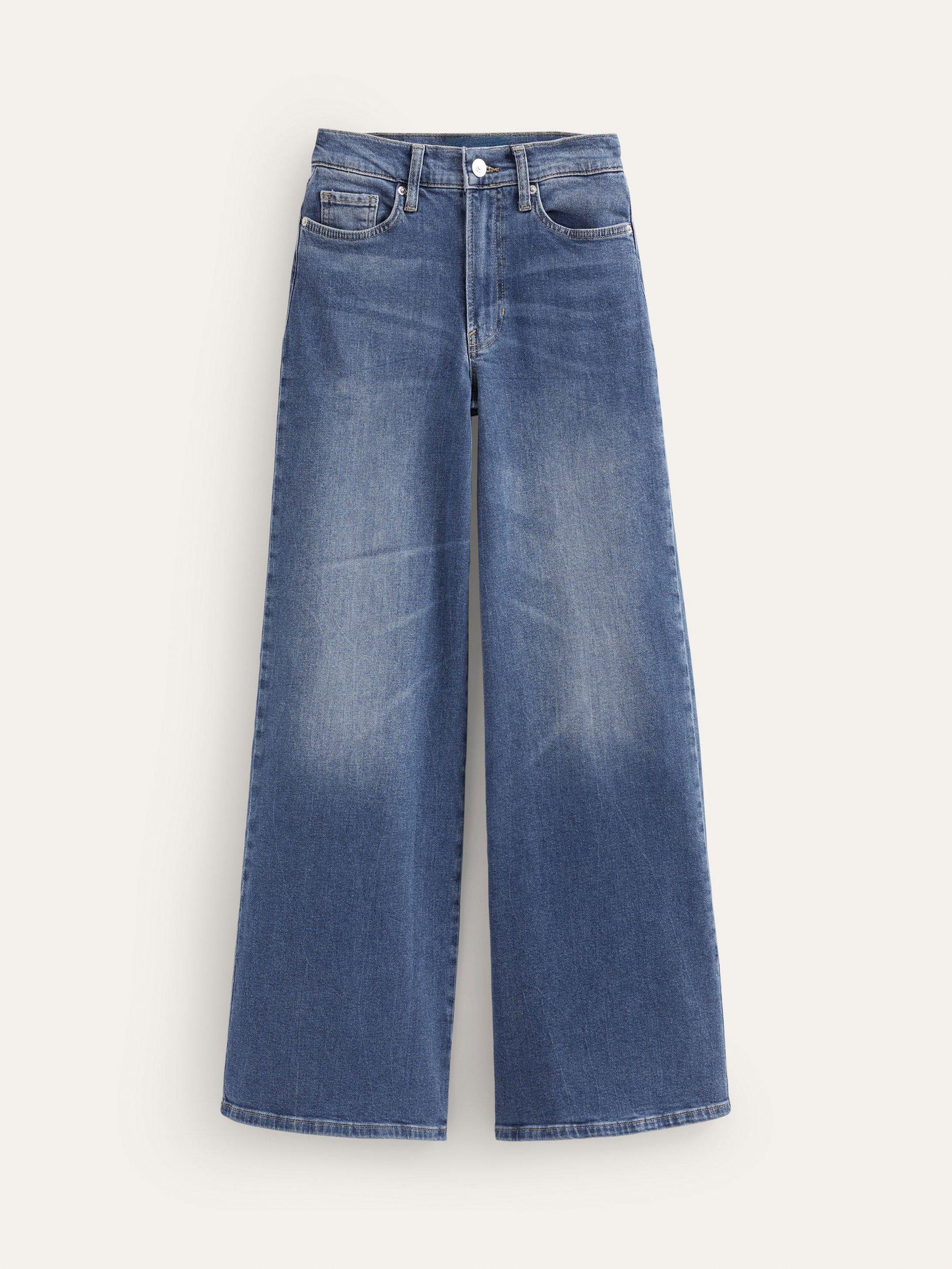 Product image 6 of 6, which shows Boden High Rise Wide Leg Jeans, Mid Wash, 27R