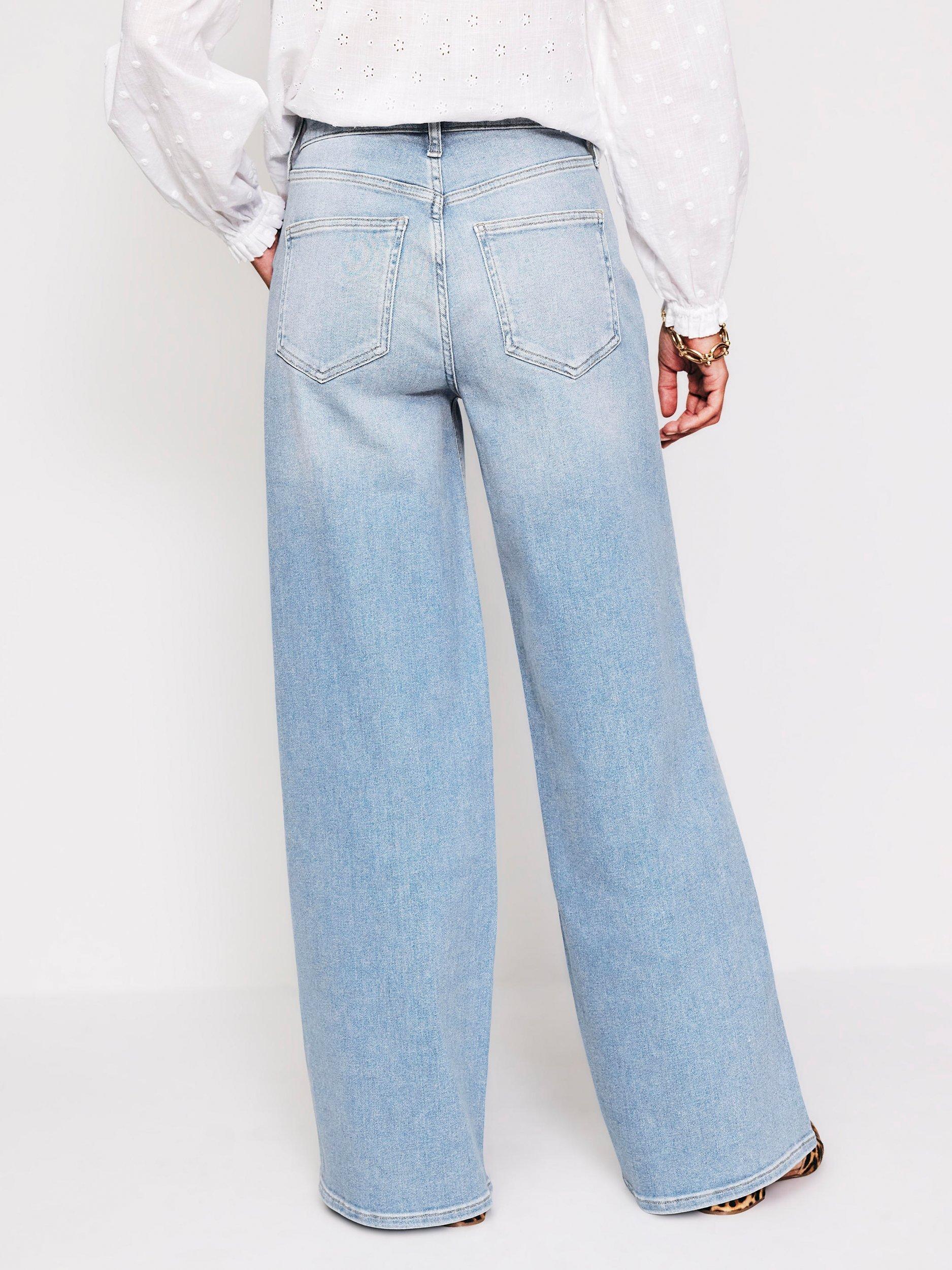 Product image 3 of 6, which shows Boden High Rise Wide Leg Jeans, Light Wash, 29R
