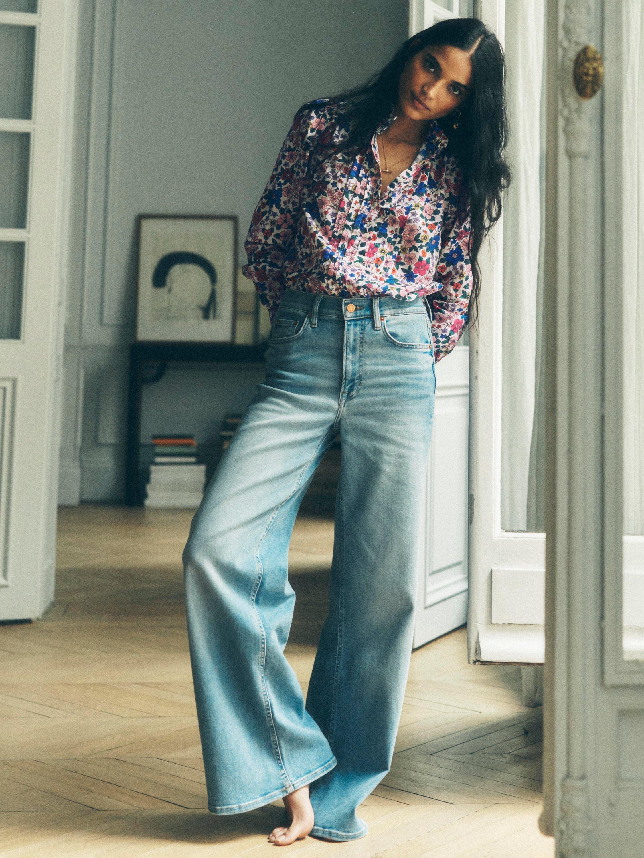 Product image 6 of 6, which shows Boden High Rise Wide Leg Jeans, Light Wash, 29R