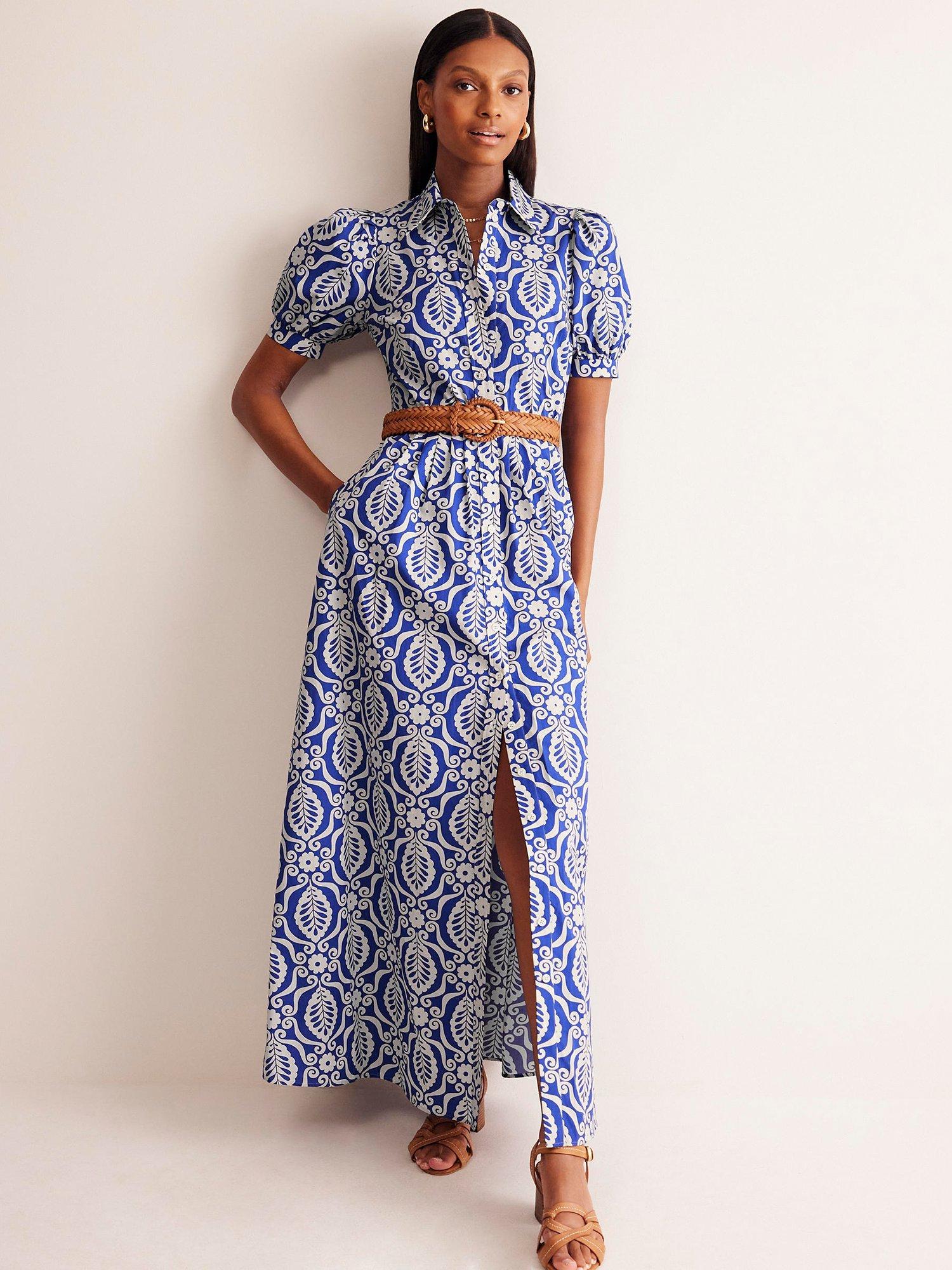 Boden Alexa Paisley Maxi Dress Blue White