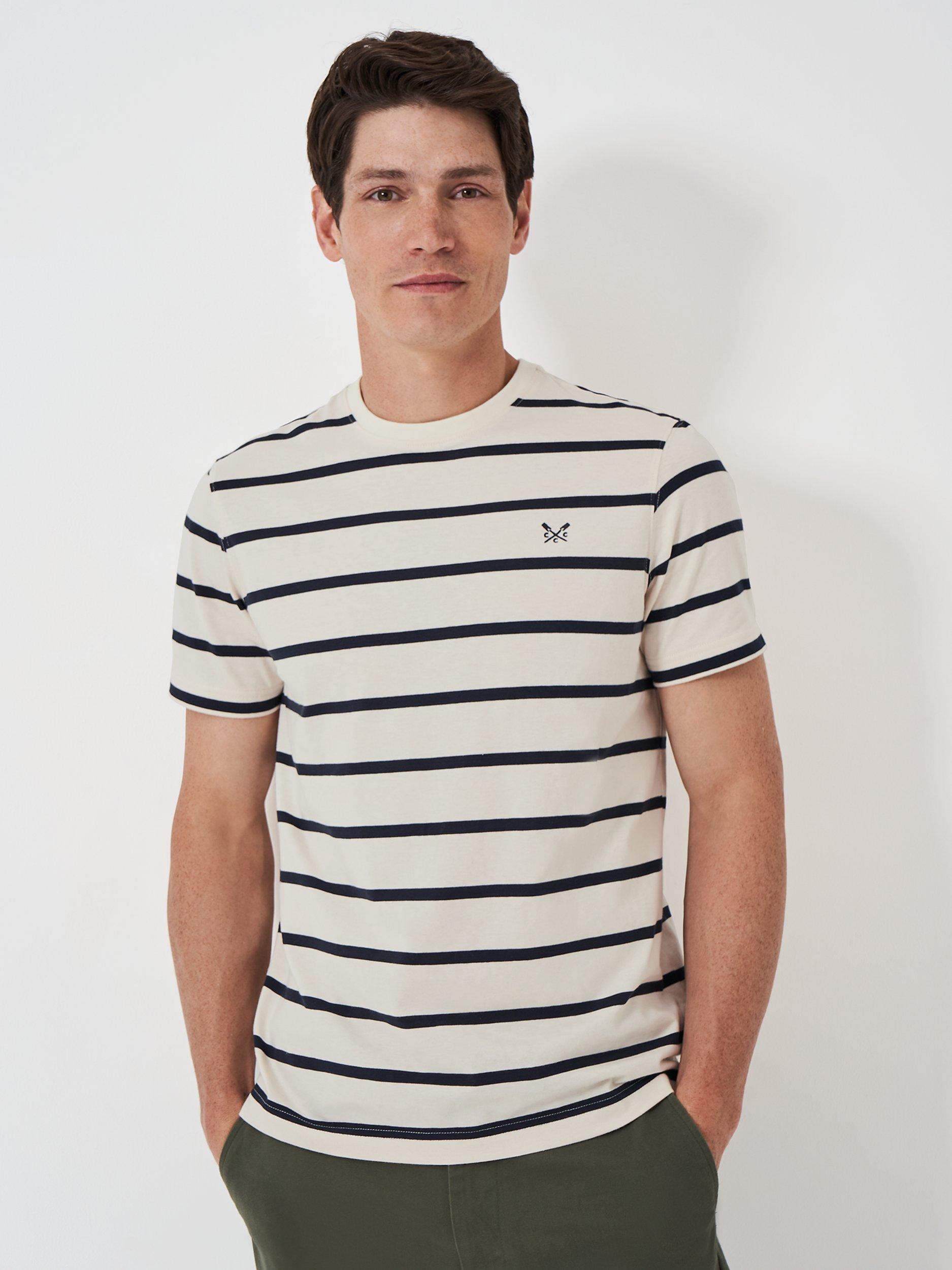 Crew Clothing Breton Stripe T-Shirt, White/Navy, XS