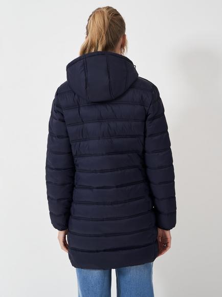 Crew Clothing Lightweight Longline Padded Coat, Navy Blue - view 2, Navy Blue