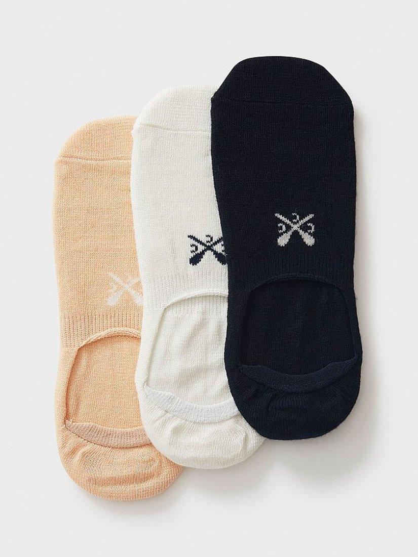 Product image 1 of 2, which shows Crew Clothing Secret Socks, Pack of 3, Multi/White