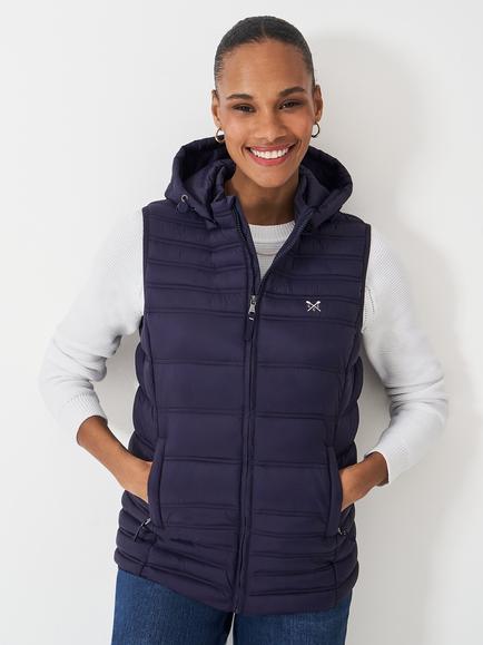 Crew Clothing Lightweight Packable Padded Gilet, Navy Blue