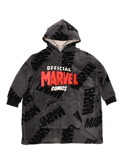 Brand Threads Kids' Marvel Fleece Hooded Blanket, Black/Red, Black/Red