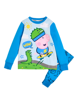 Brand Threads Kids' Peppa Pig George Pig Pyjama Set, Blue/Multi, Blue/Multi