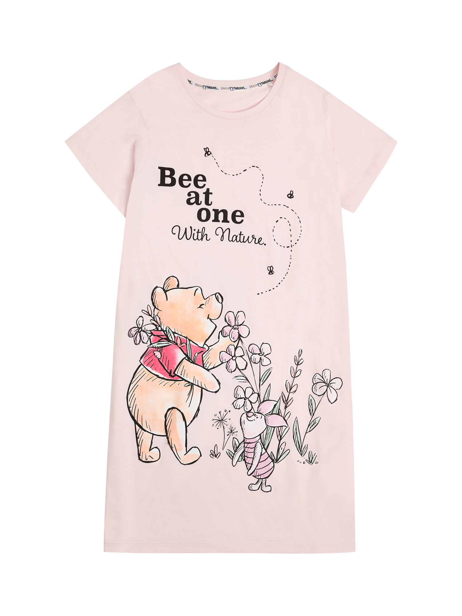 Product image 1 of 3, which shows Brand Threads Winnie The Pooh Nature Nightdress, Pink/Multi, XS