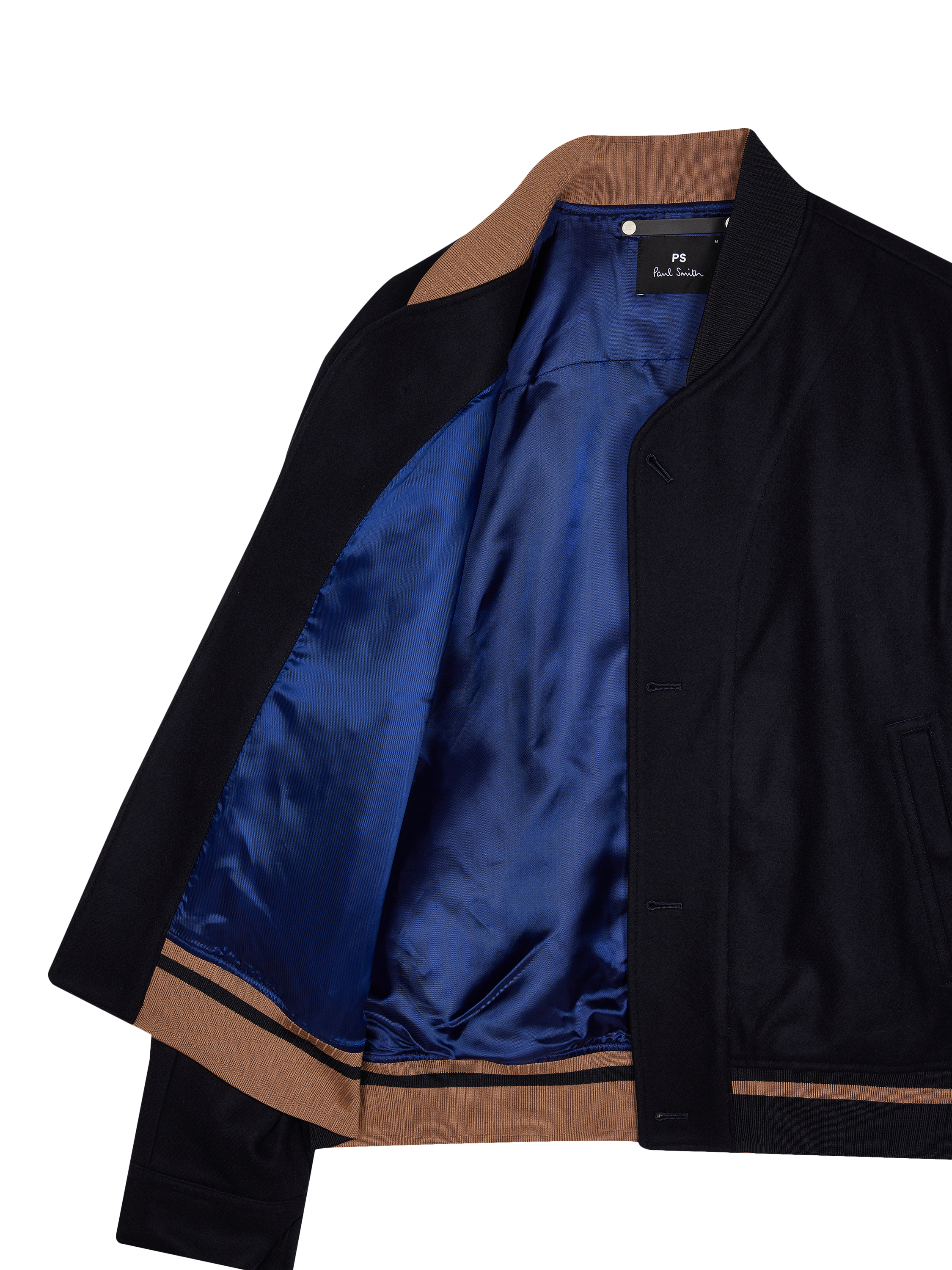 Product image 2 of 4, which shows Paul Smith Wool Blend Bomber Jacket, Blue, L