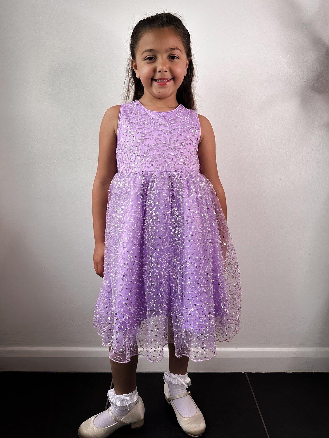 Chi Chi London Kids Sequin Dress Lilac