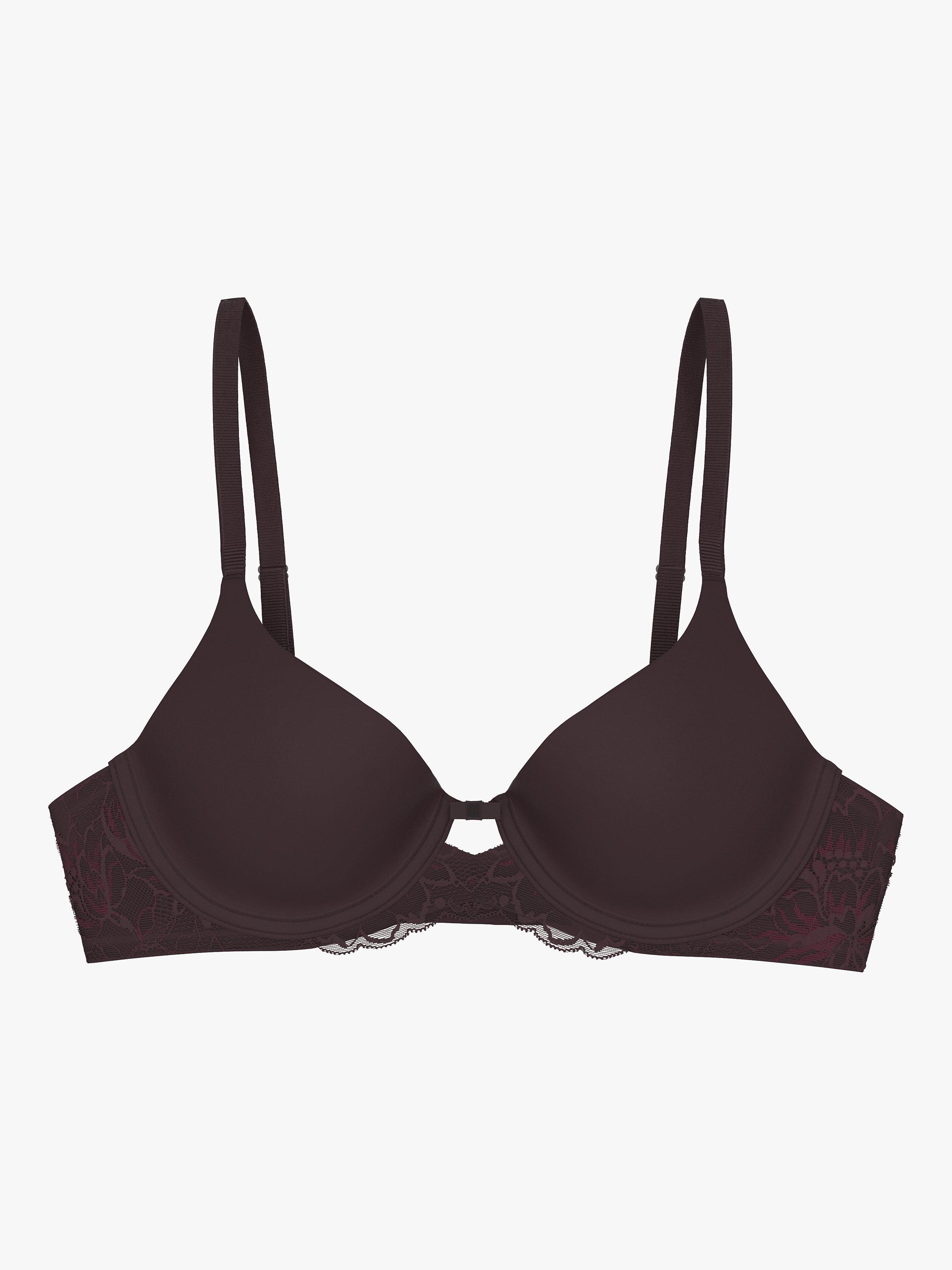 Product image 5 of 5, which shows Triumph Modern Amourette Charm Underwired T-Shirt Bra, Deep Burgundy, 32A
