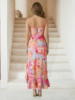 Chi Chi London Ruffle Hem Maxi Dress, Multi - view 2, Multi