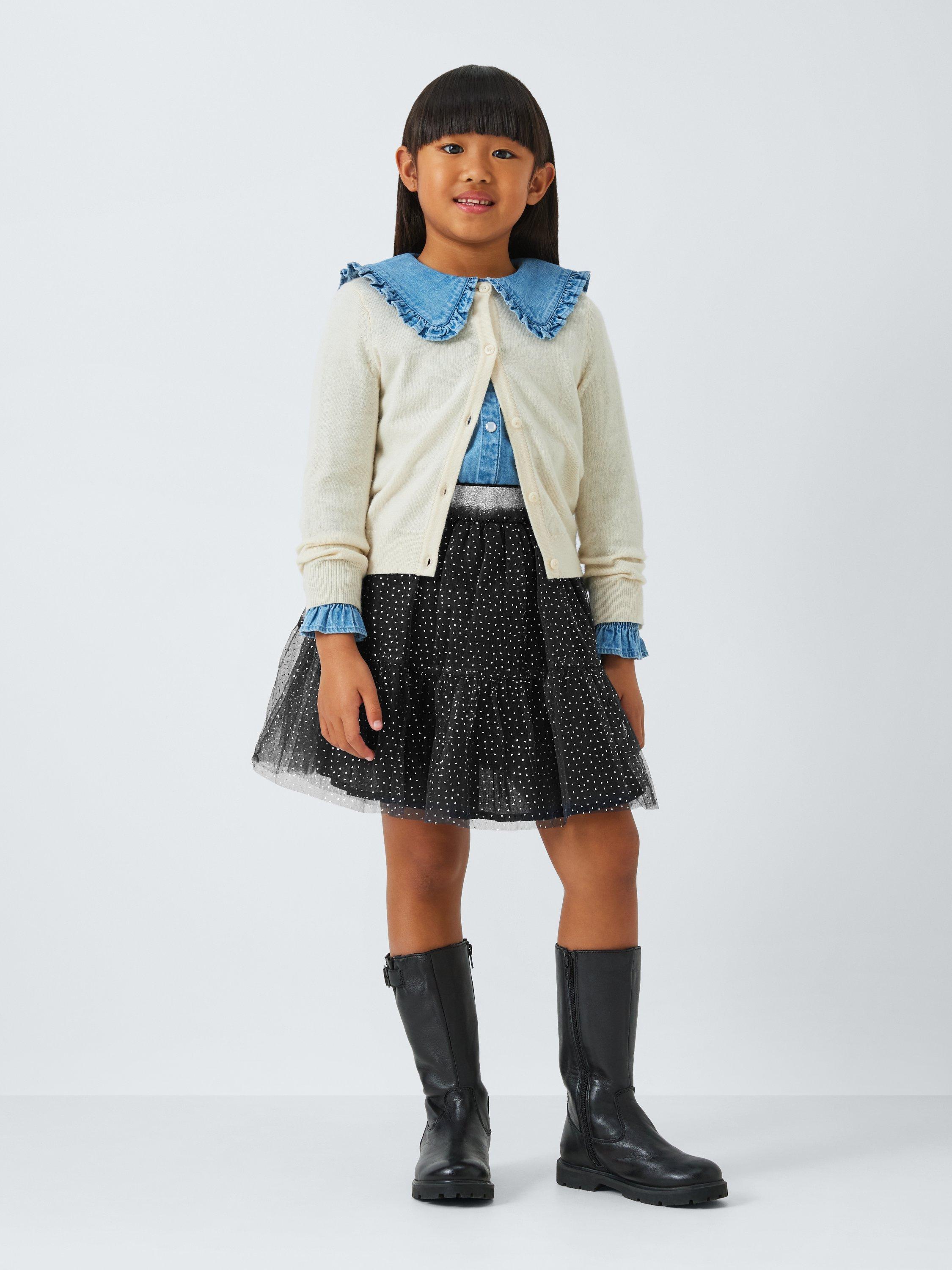 John Lewis Kids Spot Tulle Mini Skirt Navy