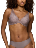 Triumph Body Make-Up Illusion Lace Padded Underwired Bra, Pigeon Grey