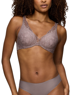 Triumph Body Make-Up Illusion Lace Padded Underwired Bra, Pigeon Grey