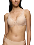 Triumph Body Make-Up Illusion Lace Padded Underwired Bra, Nude Beige