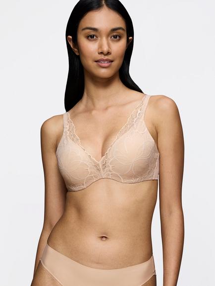 Triumph Body Make-Up Illusion Lace Padded Underwired Bra, Nude Beige