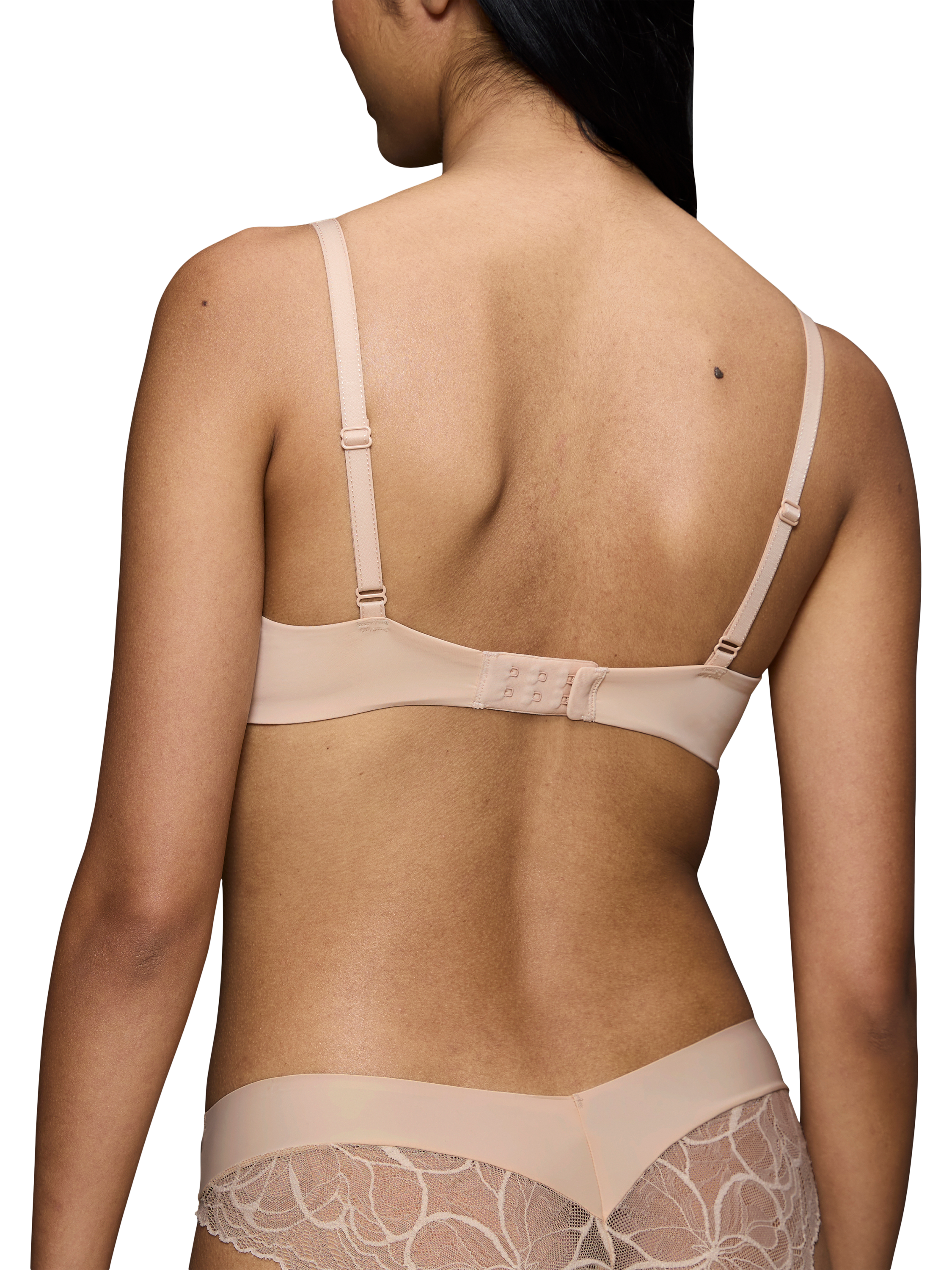 Product image 2 of 5, which shows Triumph Body Make-Up Illusion Lace Padded Underwired Bra, Nude Beige, 32B