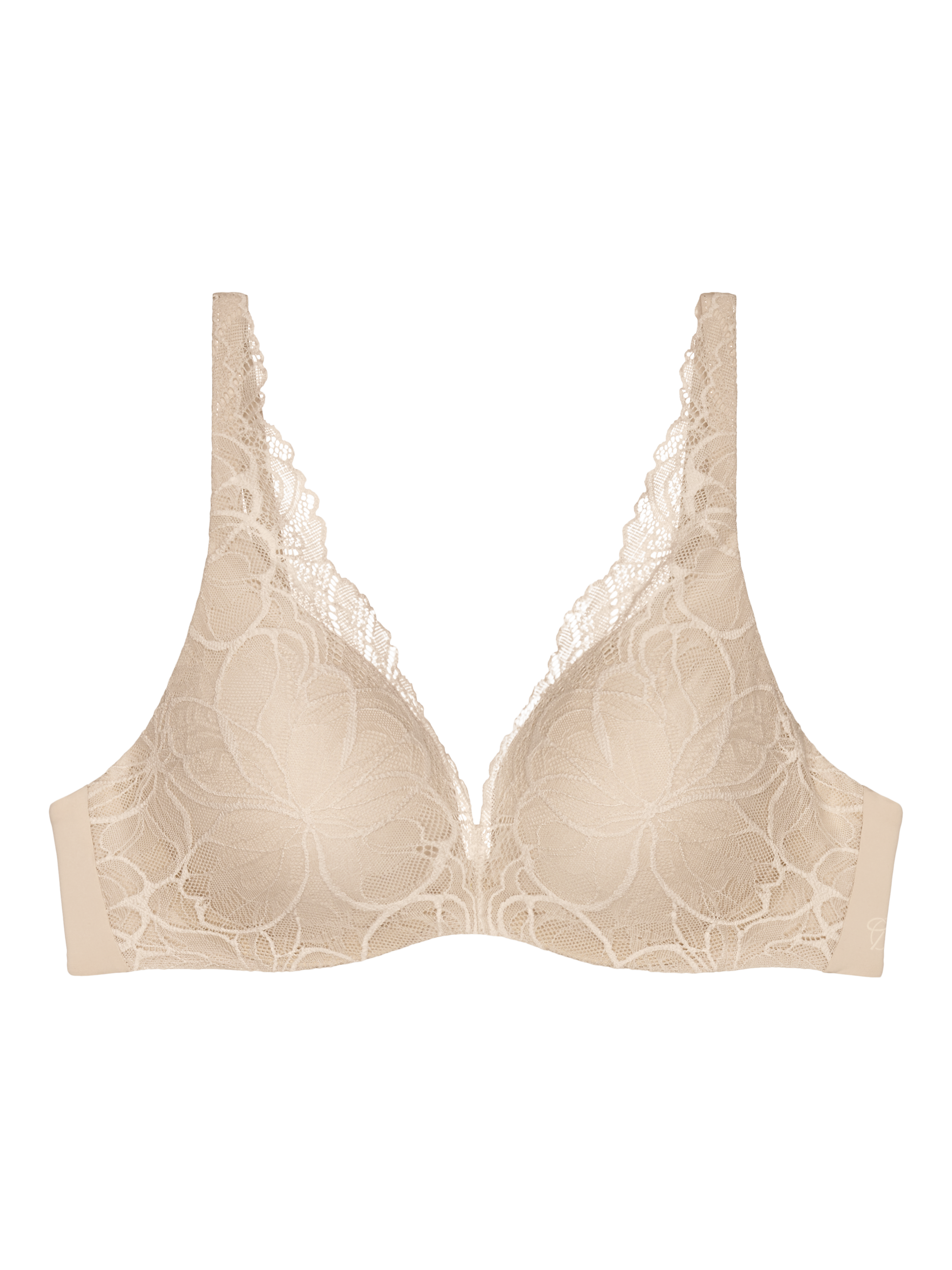 Product image 5 of 5, which shows Triumph Body Make-Up Illusion Lace Padded Underwired Bra, Nude Beige, 32B