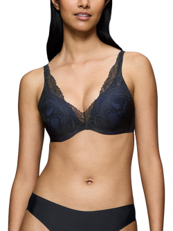 Triumph Body Make-Up Illusion Lace Padded Underwired Bra, Black