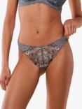 Triumph Sensual Spotlight High Leg Brazilian Knickers, Grey/Multi